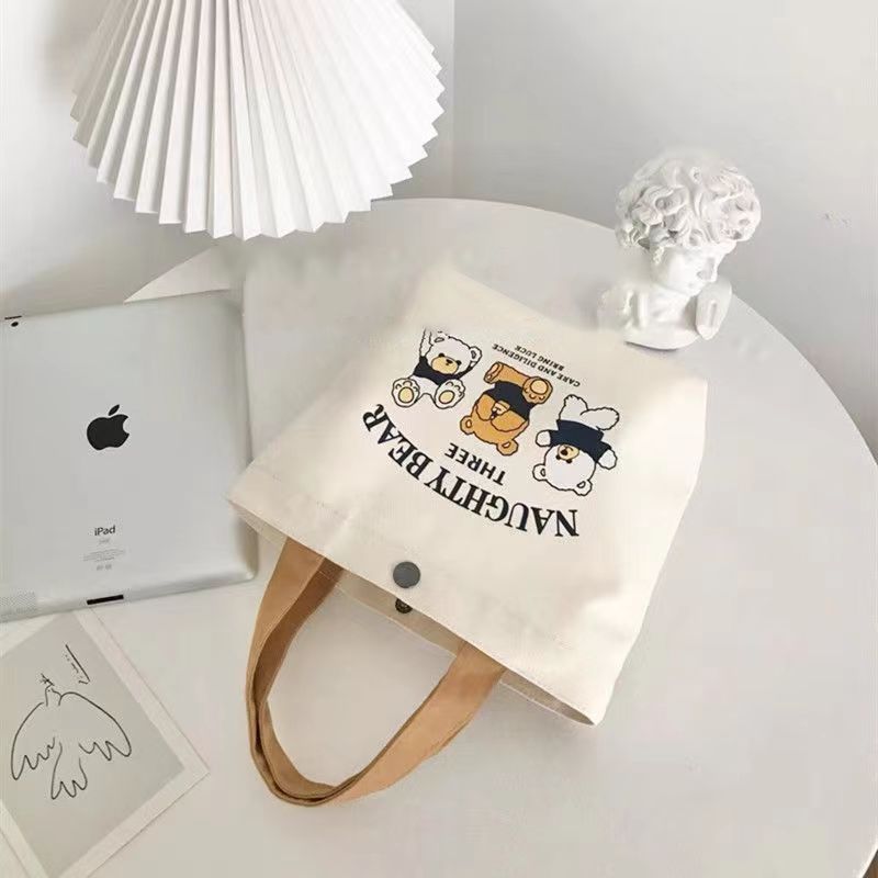 Canvas bag, small and versatile handbag, female student lunch box bag, simple hand-held bag, office worker lunch box bag undefined