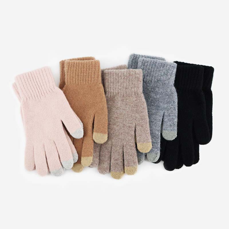 Women's wool warmth, touch screen, winter cycling, windproof cold proof, sports and fitness, knitted gloves for women_voghion.com
