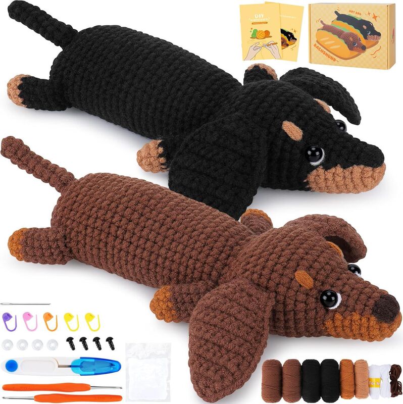 Cross-Border New Crochet Material Package Animal Series Handmade DIY English Video Teaching Crochet Doll Wholesale