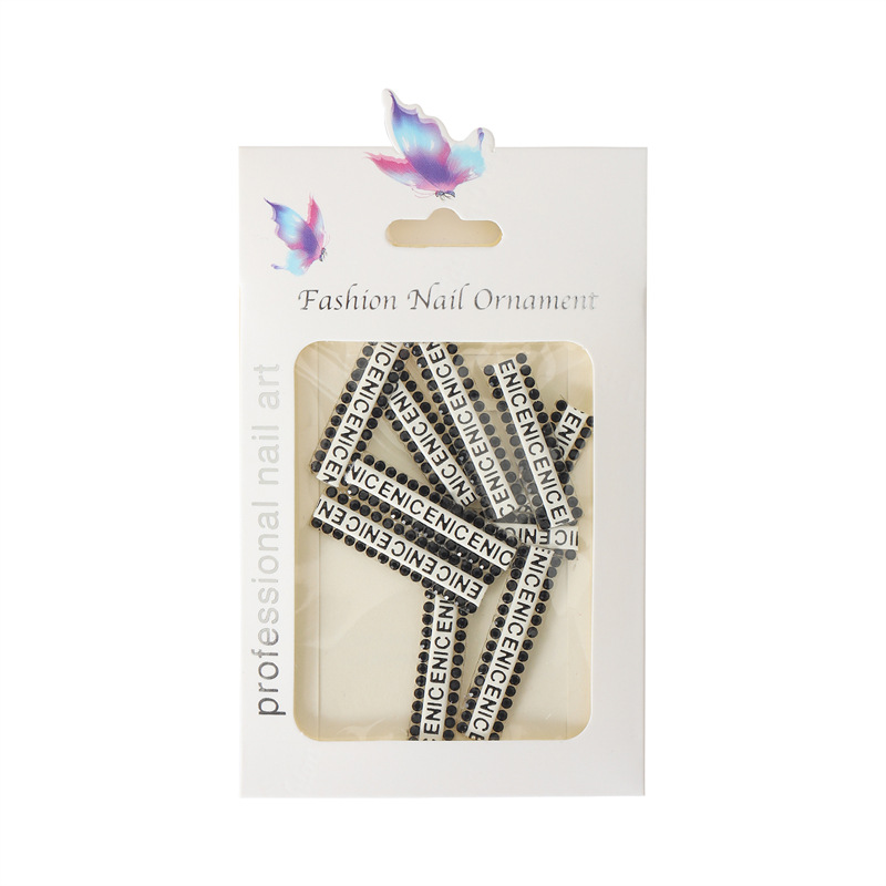 Cross-border popular taladro de uñas joyas carta cinta pegatinas color Perla Rhinestone uñas diamante joyería papel embalaje de la tarjeta