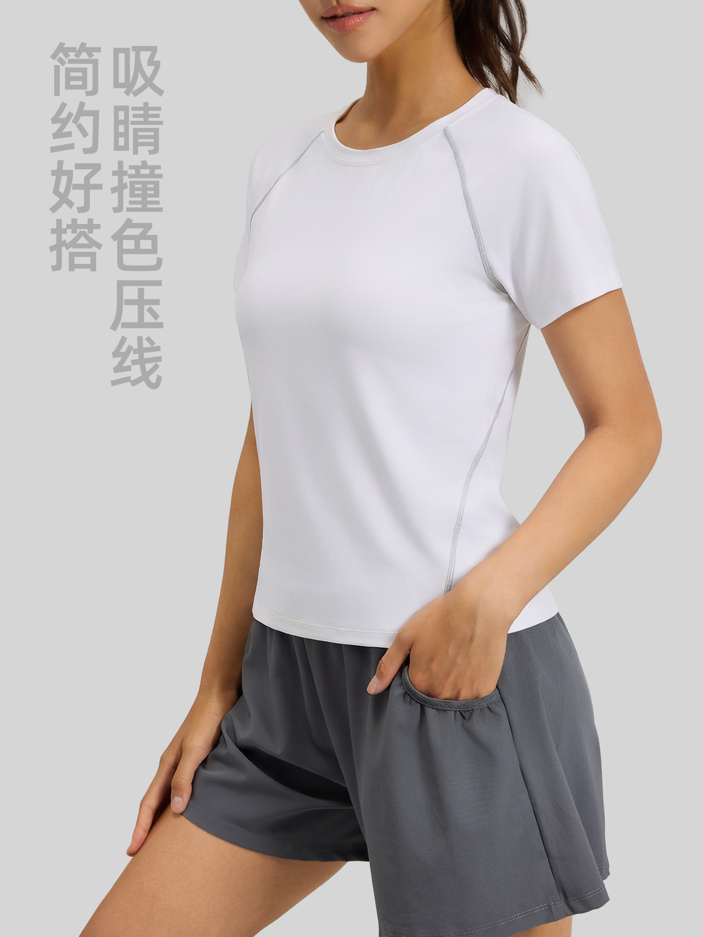 Ju Yi Tang verano deportes de cuello redondo estilo delgado tops de yoga mujeres transpirables sueltas versátiles camisetas deportivas de mangas cortas