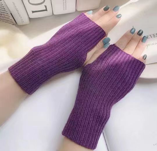 Medio dedo guantes de lana de las mujeres de otoño e invierno engrosada cálida pantalla táctil dedo abierto guantes de punto estudiante escrito oversleeve pulsera
