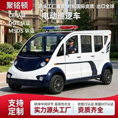 Electric Patrol Car, Four-Wheeled, 6-8 Seats, Fully Enclosed Inspection Vehicle for Campus, Urban Management, Property, Community, and Security Patrols