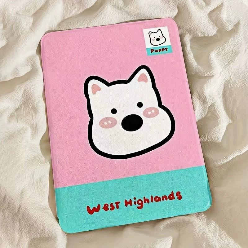 Розовый мультяшный защитный чехол для планшета West Highland для iPad Air4/5/6/Pro 11 2024/10.2/9.7