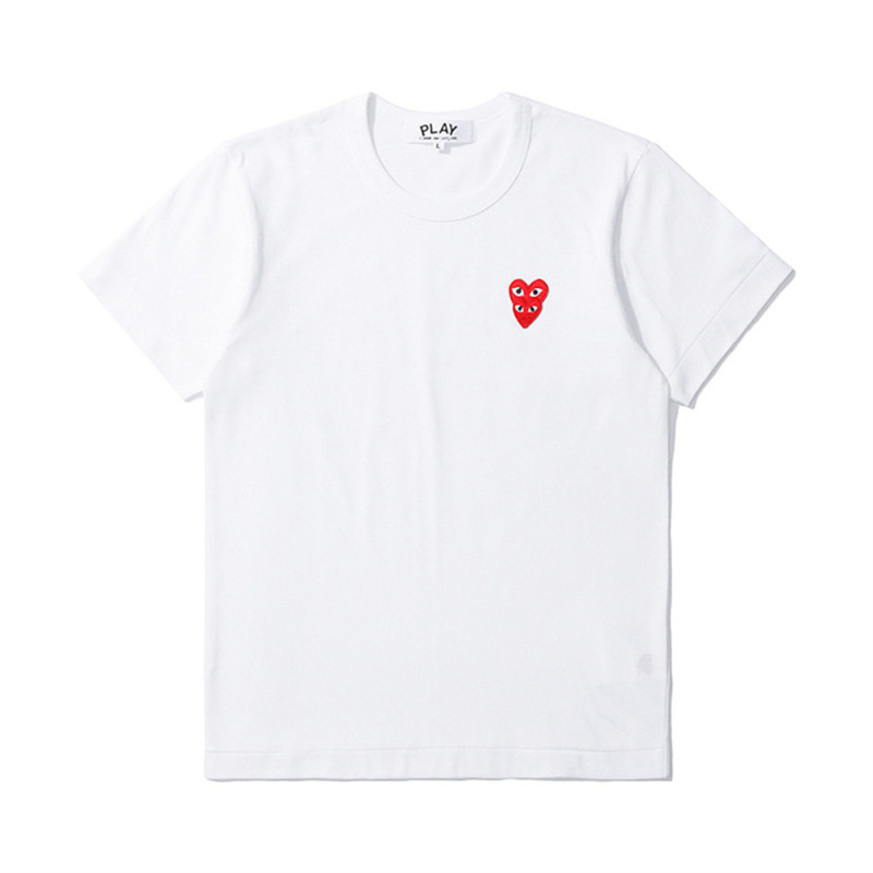PLAY サマーモザイク ラブ刺繍 ダブルハート ゴールデンハート 男女同型半袖Tシャツ|undefined