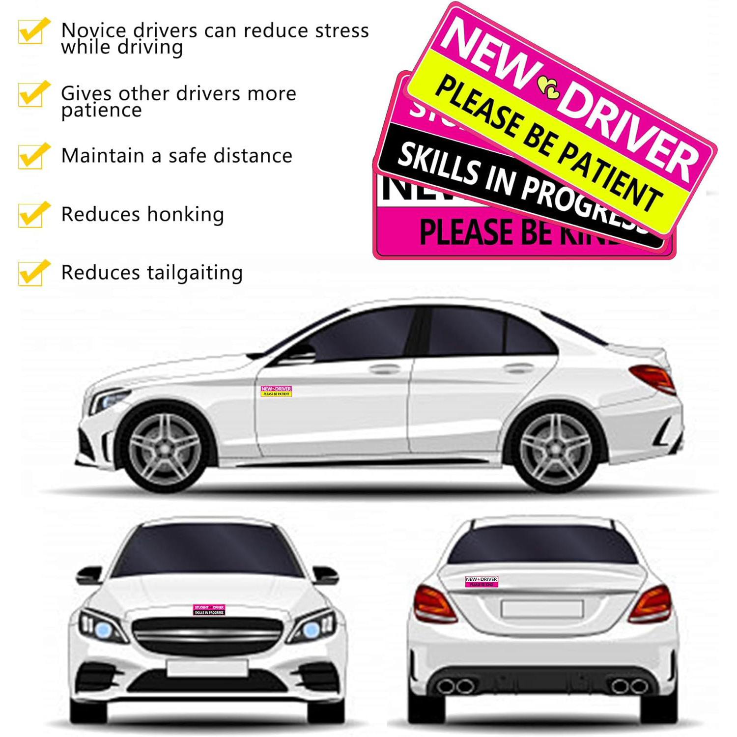 Etiqueta engomada magnética del coche del imán del conductor novato de Amazon STUDENT DRIVER Etiqueta engomada magnética de seguridad para principiantes