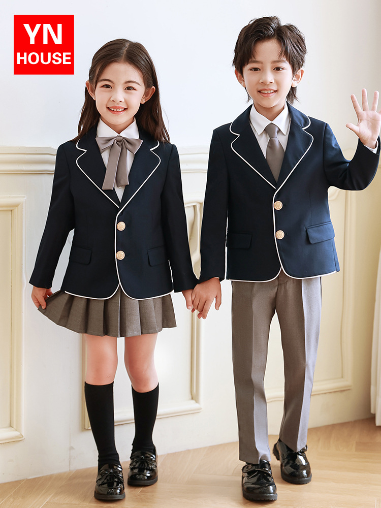 Traje uniforme escolar para niños primavera y otoño invierno estilo de la Universidad británica Primer Grado Escuela Primaria estudiante clase uniforme jardín de infantes traje de uniforme de jardín