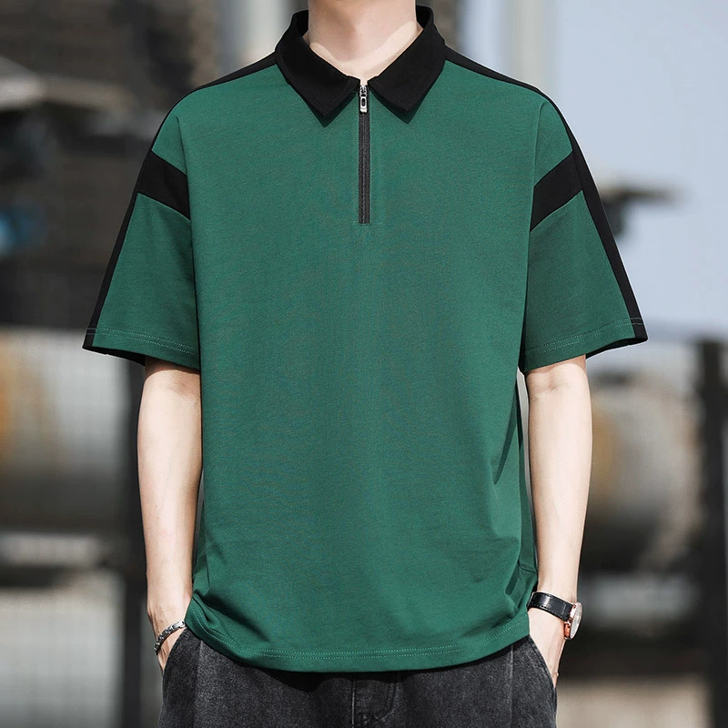 Tiktok модный полукардиган с лацканами, футболка с коротким рукавом, мужская летняя новая молодежная свободная пуловер с коротким рукавом