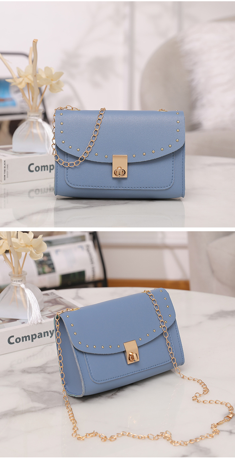 Women's Small Pu Leather Solid Color Fashion Square Flip Cover Crossbody Bag display picture 4