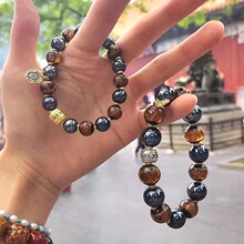 香灰瓷琉璃金箔手串扎基拉姆马卡龙黑色瓷珠六字桶珠潘家园女手链