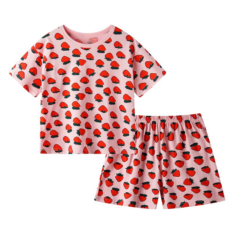 Новинка 2024, детский летний костюм с короткими рукавами, домашняя одежда, пижамы из чистого хлопка, тонкая одежда с кондиционером, принцесса для девочек и малышей