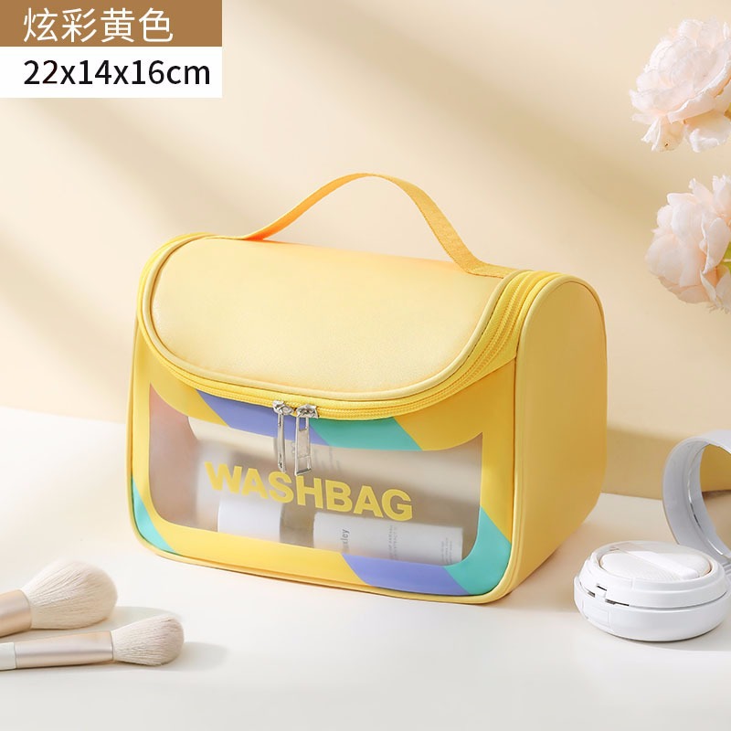 Bolsa de cosméticos transparente transfronteriza bolsa de almacenamiento impermeable de alta capacidad bolsa de lavado de maquillaje portátil PU