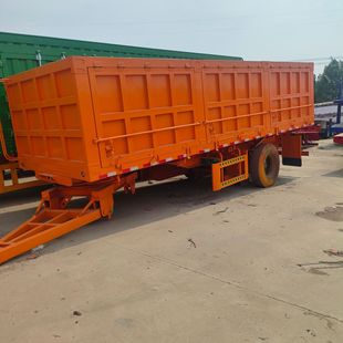 Cross-Border Export of Full-Trailer Side-Over Dump Truck with Traction Rod, Agricultural Full-Trailer Flatbed, Tractor Flatbed Trailer