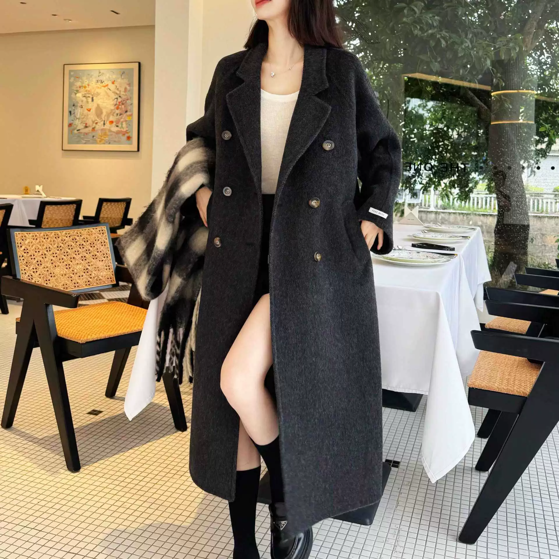 2024 осень и зима новый высококачественный двухсторонний шерстяной шерстяной двухсторонний шерстяной шерстяной шубы ручной работы