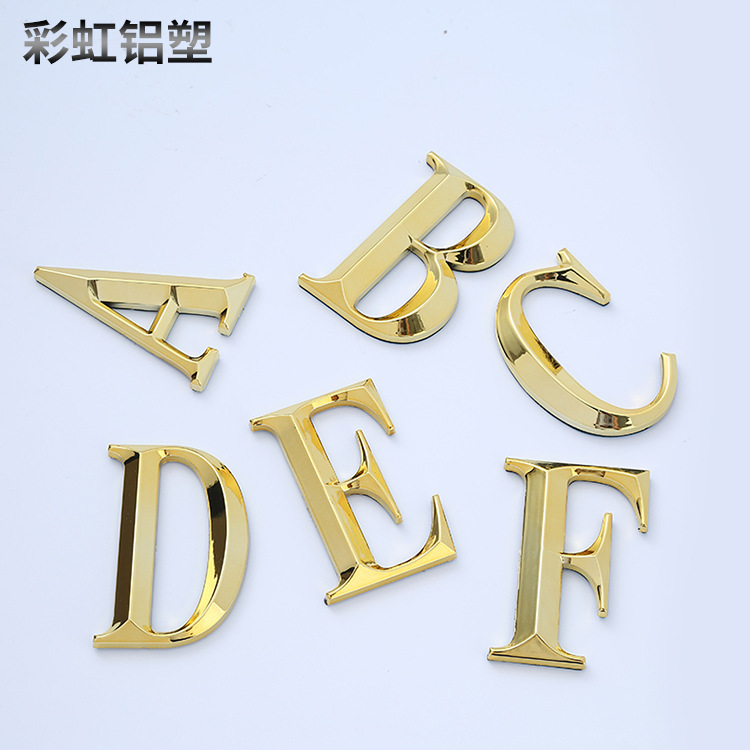 7cm Electroplated Digital Number Sign with Uppercase and Lowercase English Letters, 3D Three-Dimensional House Number Sign, Waterproof