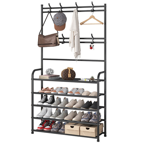 Kedi Simple Wall-Mounted Hanger and Shoe Rack Combo Home Hanger and Shoe Rack for Bedroom and Living Room