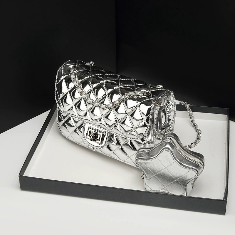 2025 новый стиль моды маленький ароматный ветер ромбовидная цепочка сумка женский яркий дизайн на одно плечо