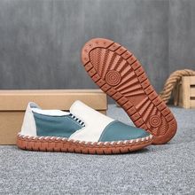 夏季新款懒人一脚蹬真皮开车车鞋头层牛皮男士手工豆豆鞋透气鞋子