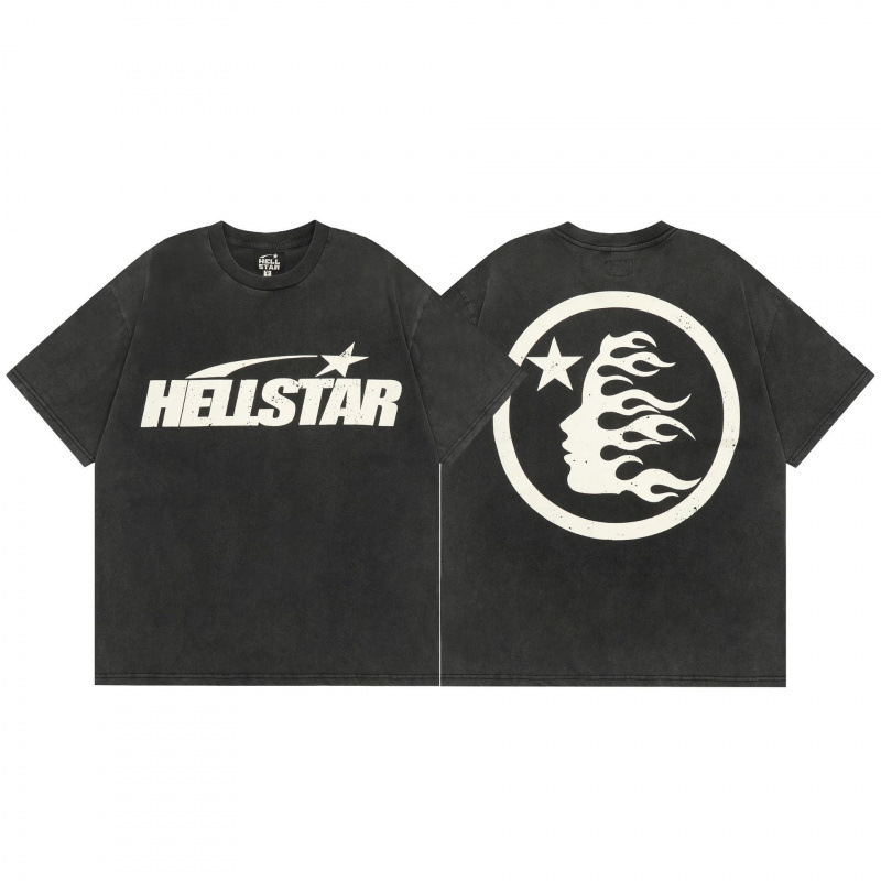 Hellstar Cross-Border Star American Retro Street Style Short Sleeve T-Shirt for Men, Niche Loose Washed Style for Women, Half Sleeve Hellstar Cross-Border Star American Retro Street Style Short Sleeve T-Shirt for Men, Niche Loose Washed Style for Women, Half Sleeve