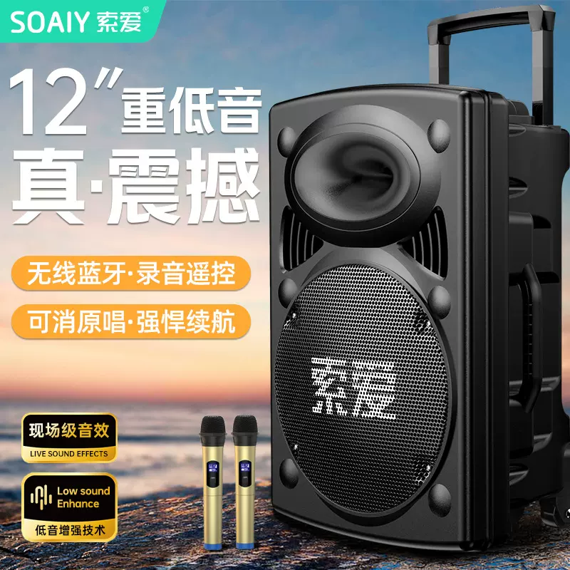SOAIY索爱T19户外广场舞音响便携拉杆大功率蓝牙k歌音箱超重低音