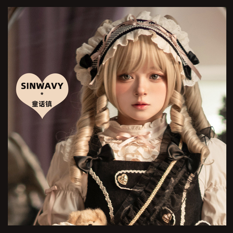 Swanjia-ゴールドエレガントレトロローマンカーリーダブルポニーテールロリータタイガーマウスクリップウィッグ- | Fairy Tale Town ||undefined