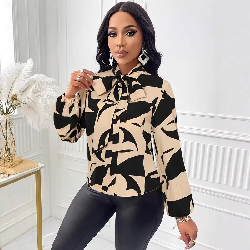 Cross-Border Exclusive Supply for Europe and America: 2026 New Women's Clothing with Bowknot Neckline, Long Sleeves, and Adjustable Tie Details Cross-Border Exclusive Supply for Europe and America: 2026 New Women's Clothing with Bowknot Neckline, Long Sleeves, and Adjustable Tie Details