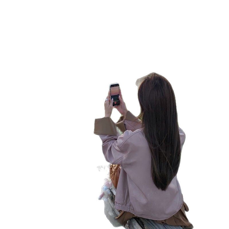 撞色皮衣外套女春秋韩系时尚复古设计感宽松显瘦高级感皮夹克|undefined