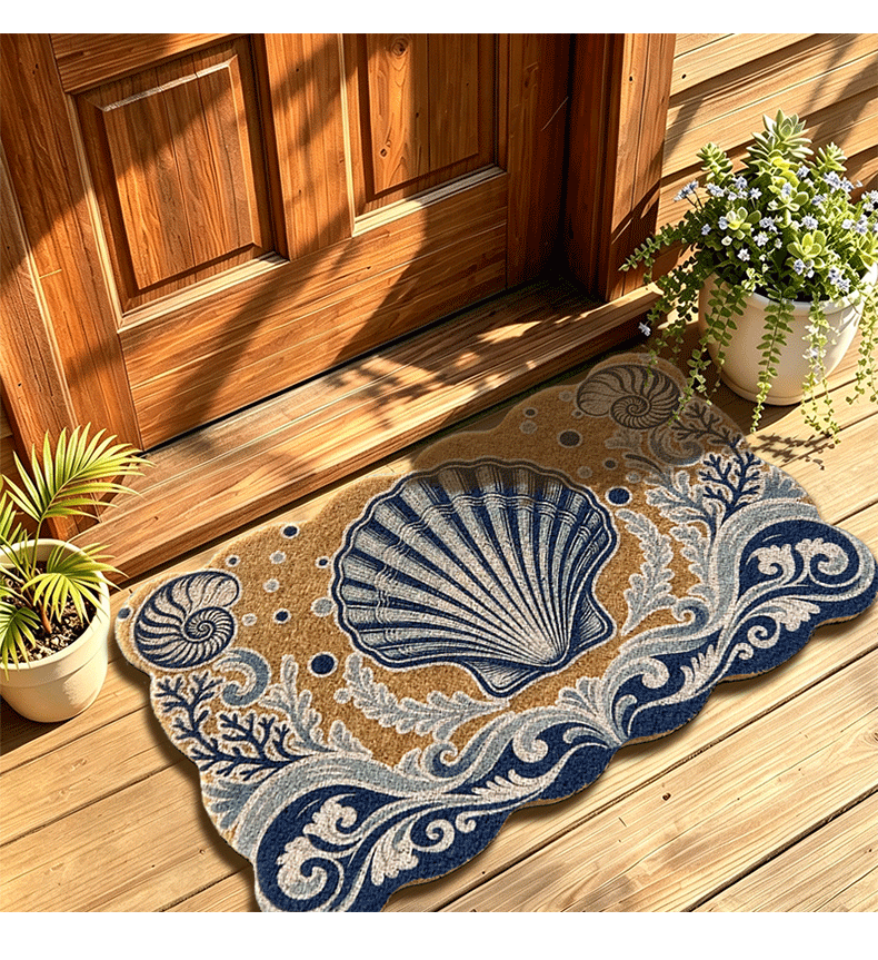 American-style imitation coconut palm fiber doormat, thickened entrance mat, coconut fiber print, outdoor dirt-resistant and non-slip floor mat