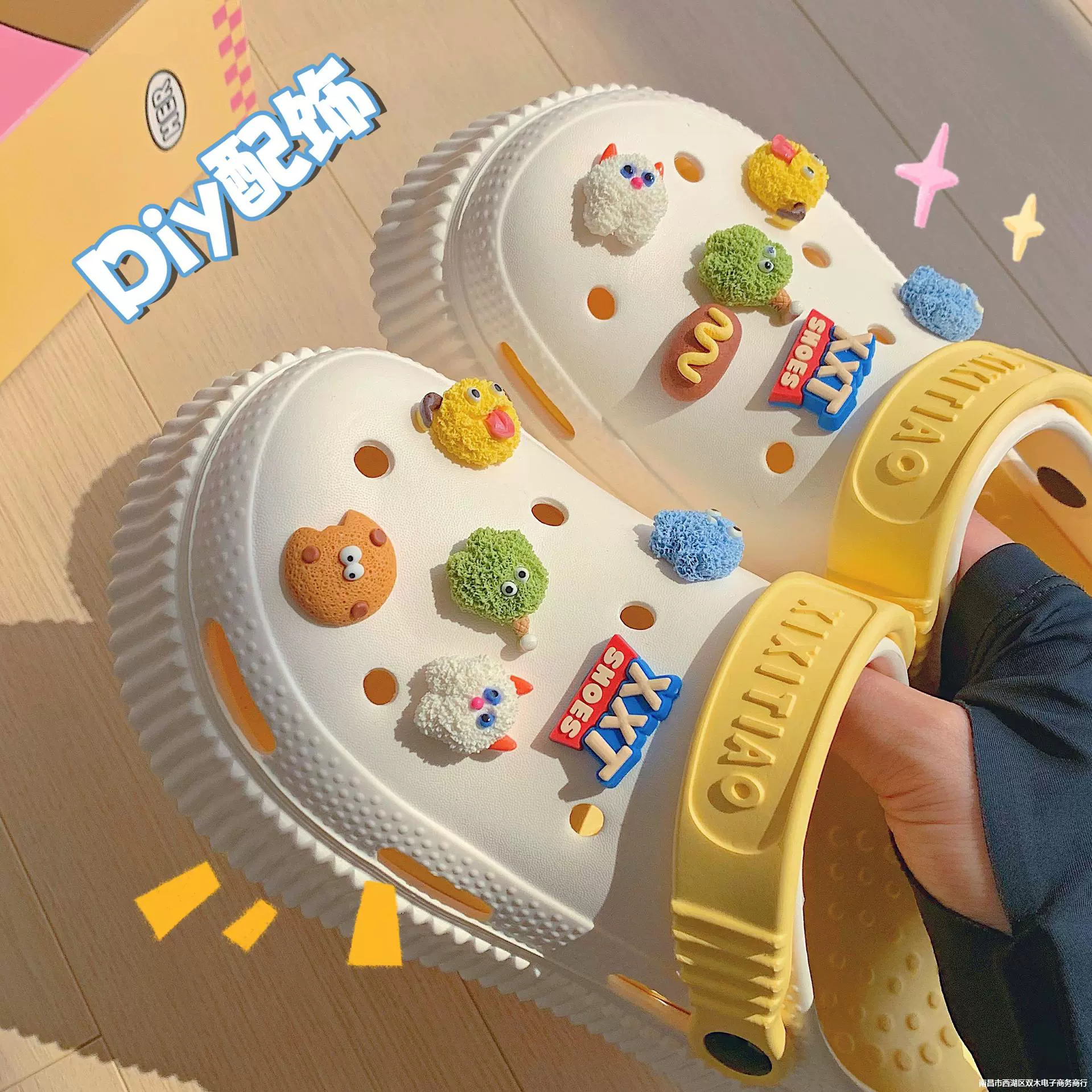 Новый мультфильм Забавный милый монстр обувь аксессуары ins девушка сердце аксессуары отверстие обувь украшения обувь Пряжка