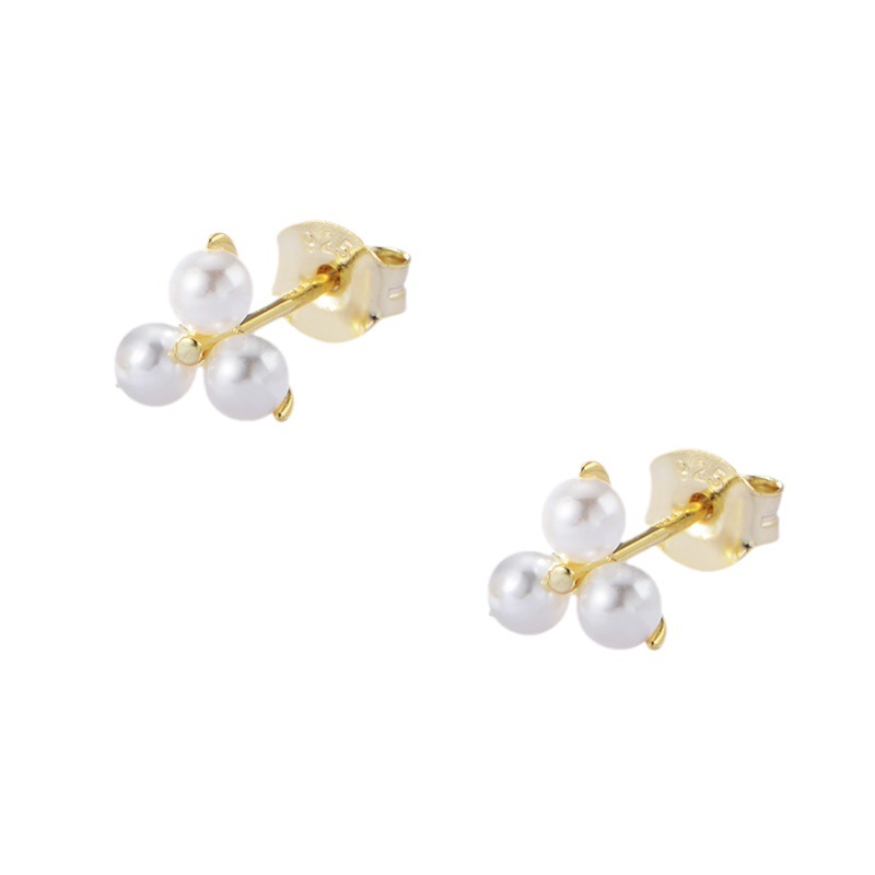 S925 plata esterlina perla Stud pendientes estilo coreano elegante simple Internet celebridad pendientes alto sentido diario todo-Partido joyería del oído al por mayor