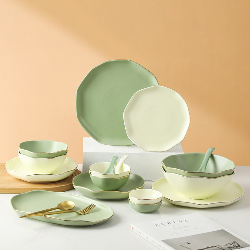 Dishes and Dishes Household ins Style Light Luxury Nordic Phnom Penh Ceramic Bowl Rice Bowl Soup Bowl Plate Tableware Set Wholesale Dishes and Dishes Household ins Style Light Luxury Nordic Phnom Penh Ceramic Bowl Rice Bowl Soup Bowl Plate Tableware Set Wholesale