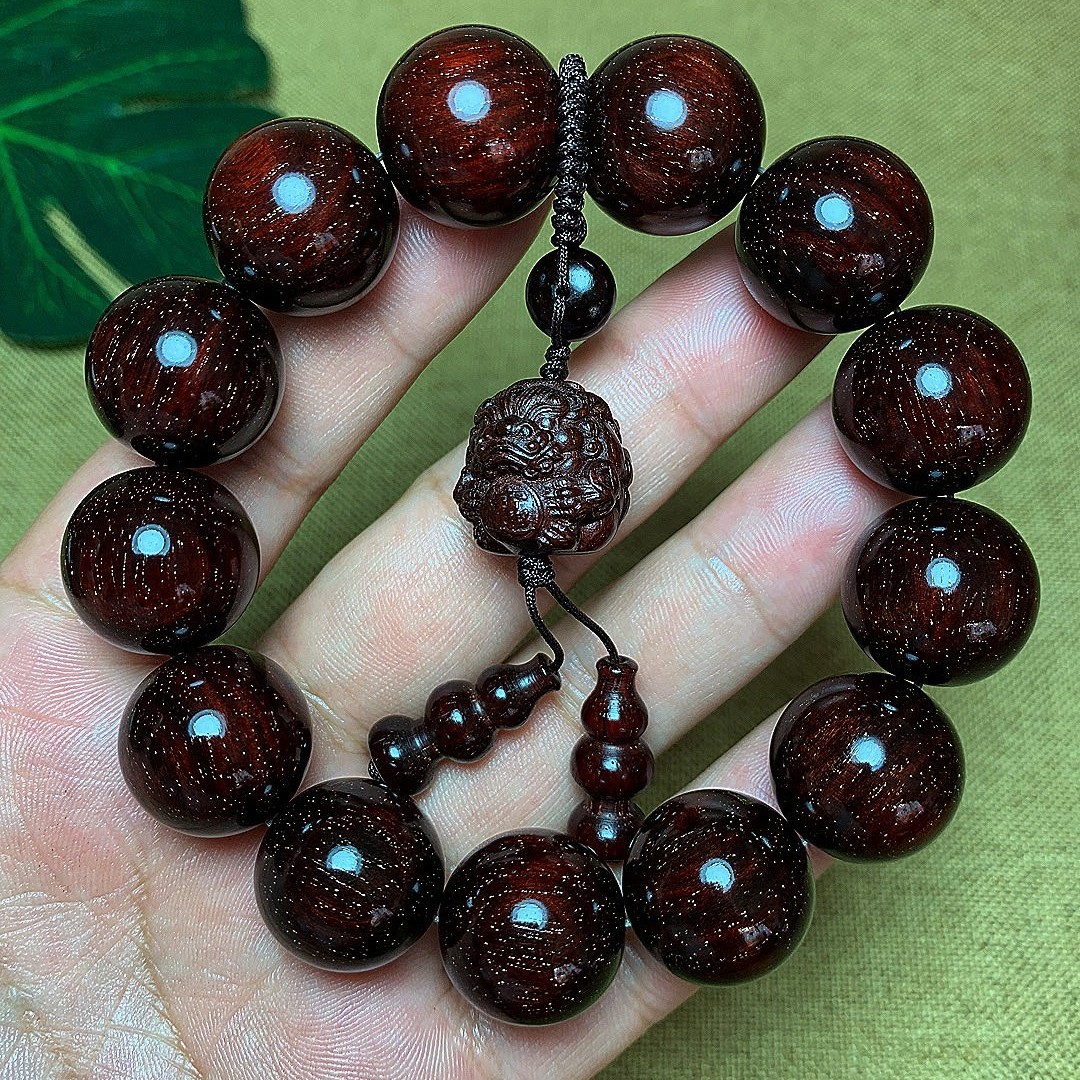 正品印度小叶紫檀爆满金星手串1.8天然木质文玩手串小红书热卖批