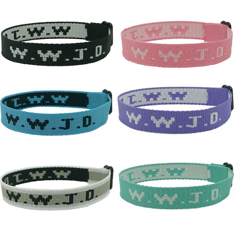 W.W.J.D. Letter Jacquard Printed Wrist Band Bracelet Ribbon Unisex WWJD Bracelet Adjustable Bracelet W.W.J.D. Letter Jacquard Printed Wrist Band Bracelet Ribbon Unisex WWJD Bracelet Adjustable Bracelet