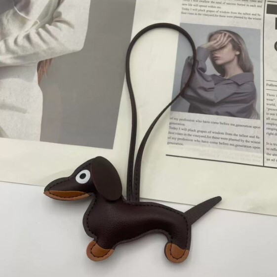 Dachshund Pendant DIY Jewelry Accessories Leather Stereo Black Pendant Keychain Bag Pendant Puppy Cartoon