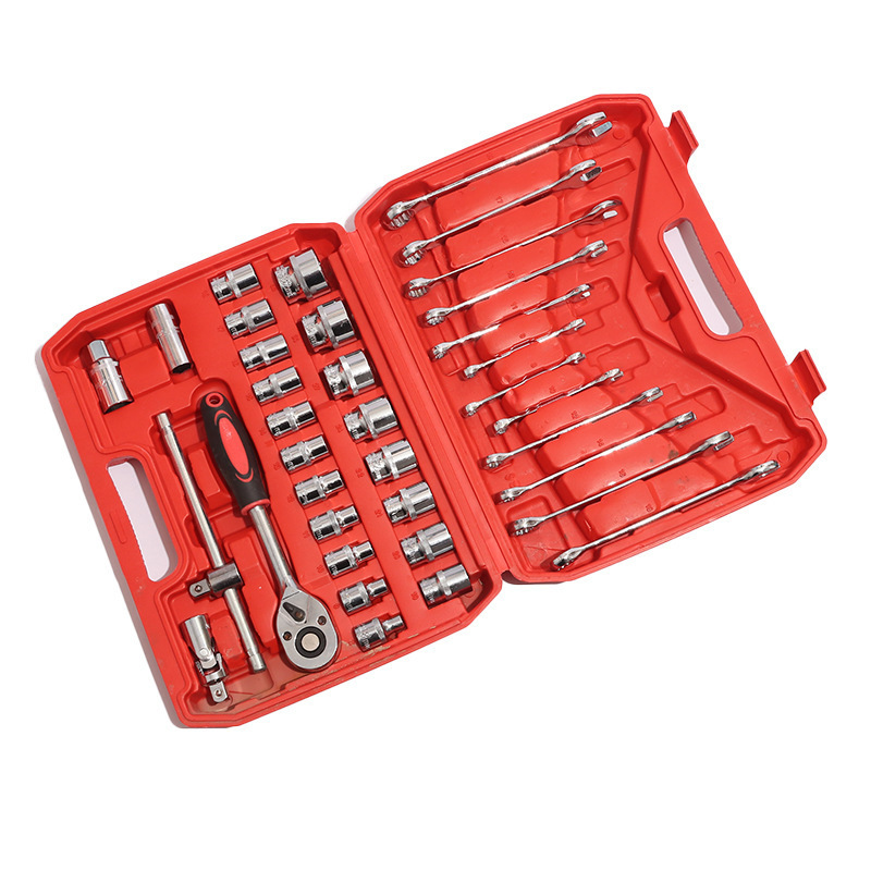 Herramientas de mantenimiento automotriz, herramientas de hardware, llave de manguito, llave de manguito de 46 piezas, cabeza de llave de manguito