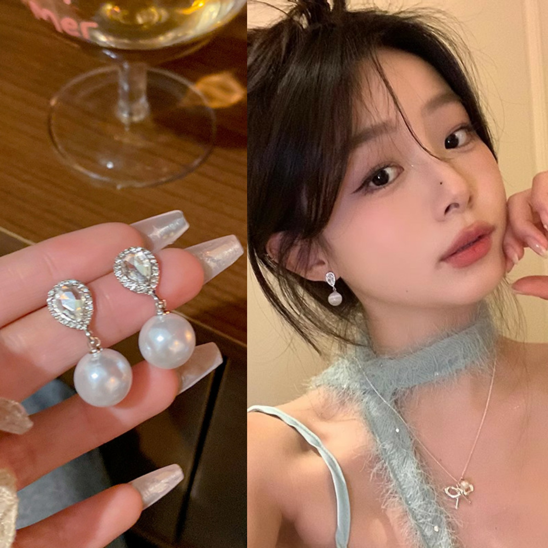 Cute universal classic earrings from pearl drop-shaped