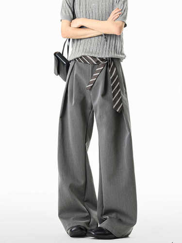 American-style three-dimensional herringbone pleated tapered trousers—new autumn unisex relaxed-fit casual pants, high-end slimming wide-leg long pants.