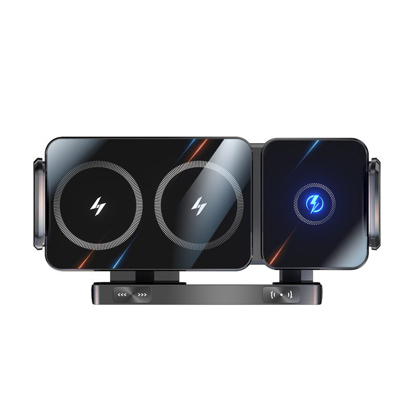 Nuevo soporte de teléfono móvil de pantalla plegable cargador rápido inalámbrico interior de automóvil cargador inalámbrico general de teléfonos móviles suministros automotrices