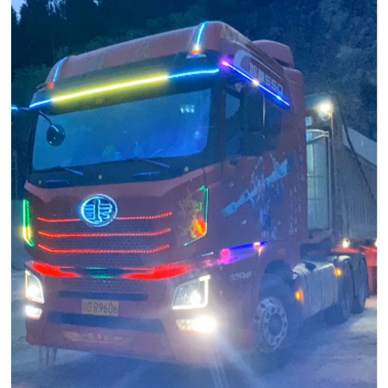 Truck 24V Special Headlight Grille Streamer Running Lights Multicolor Flashing Sun Visor Light Blocker Ranger Decorative Light