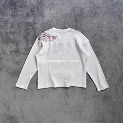 欧美跨境速卖通derschutze blossom刺绣樱花华夫格长袖男女上衣