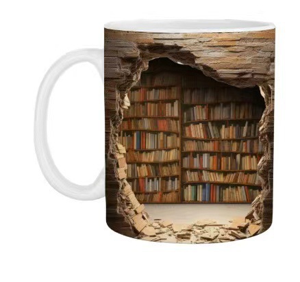 Nuevo estilo transfronterizo de cerámica 3D Bookshelf Mug taza de diseño de espacio creativo taza multiusos