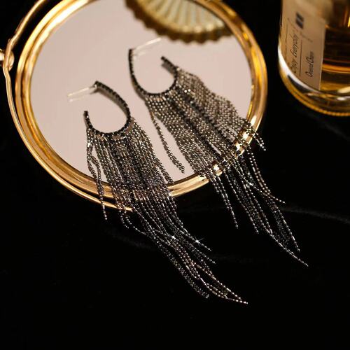 S925 Silver Needles Korean Fashion Earrings for Women Irregular Real Gold Plated Tassel Dramatic Long Drop Earrings Wholesale