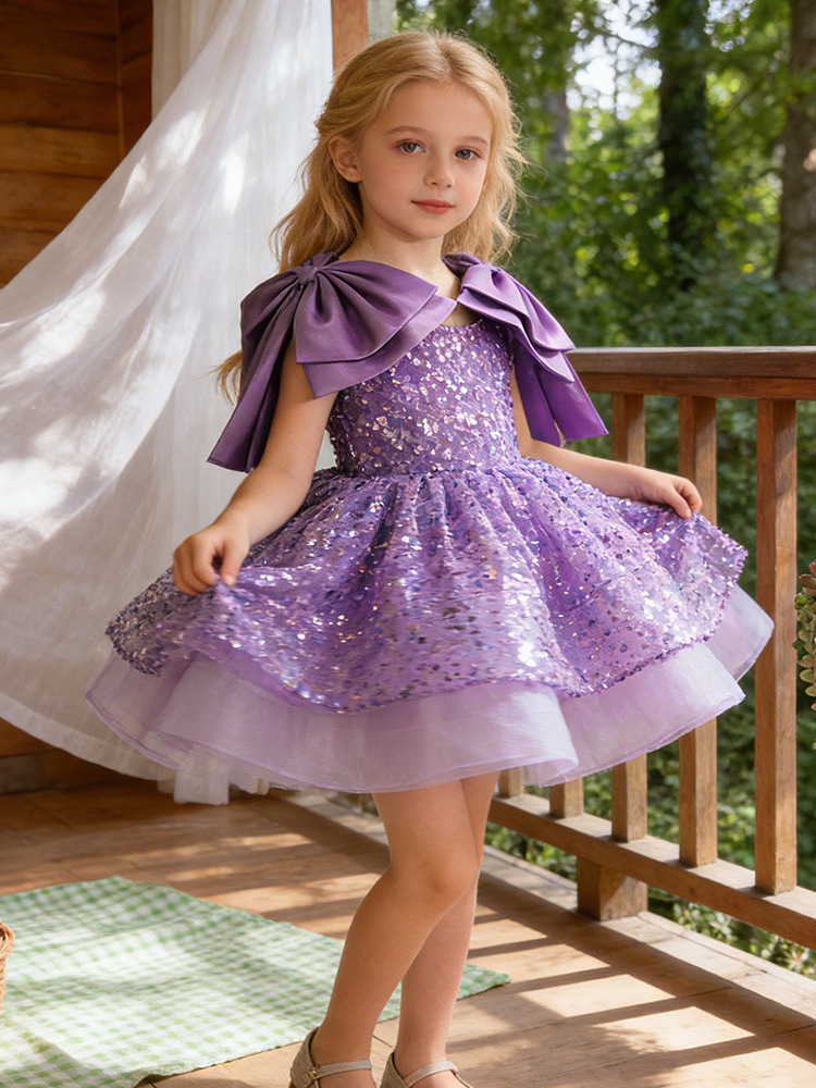 2026 vestido de niñas vestido de malla vestido de princesa gran arco vestido vestido de desfile vestido de niños spot transfronterizo