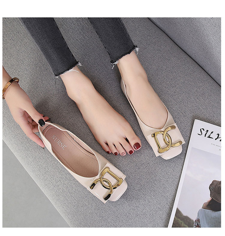 Women's Flat Shoes For Women Square Toe Low Heel Casual Work Shoes_voghion.com