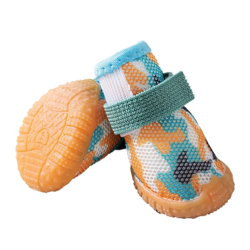 Pet Four Seasons zapatos transpirables zapatos de malla para perros zapatos elásticos oso de peluche antideslizante cubierta del pie resistente al desgaste no puede caerse pies