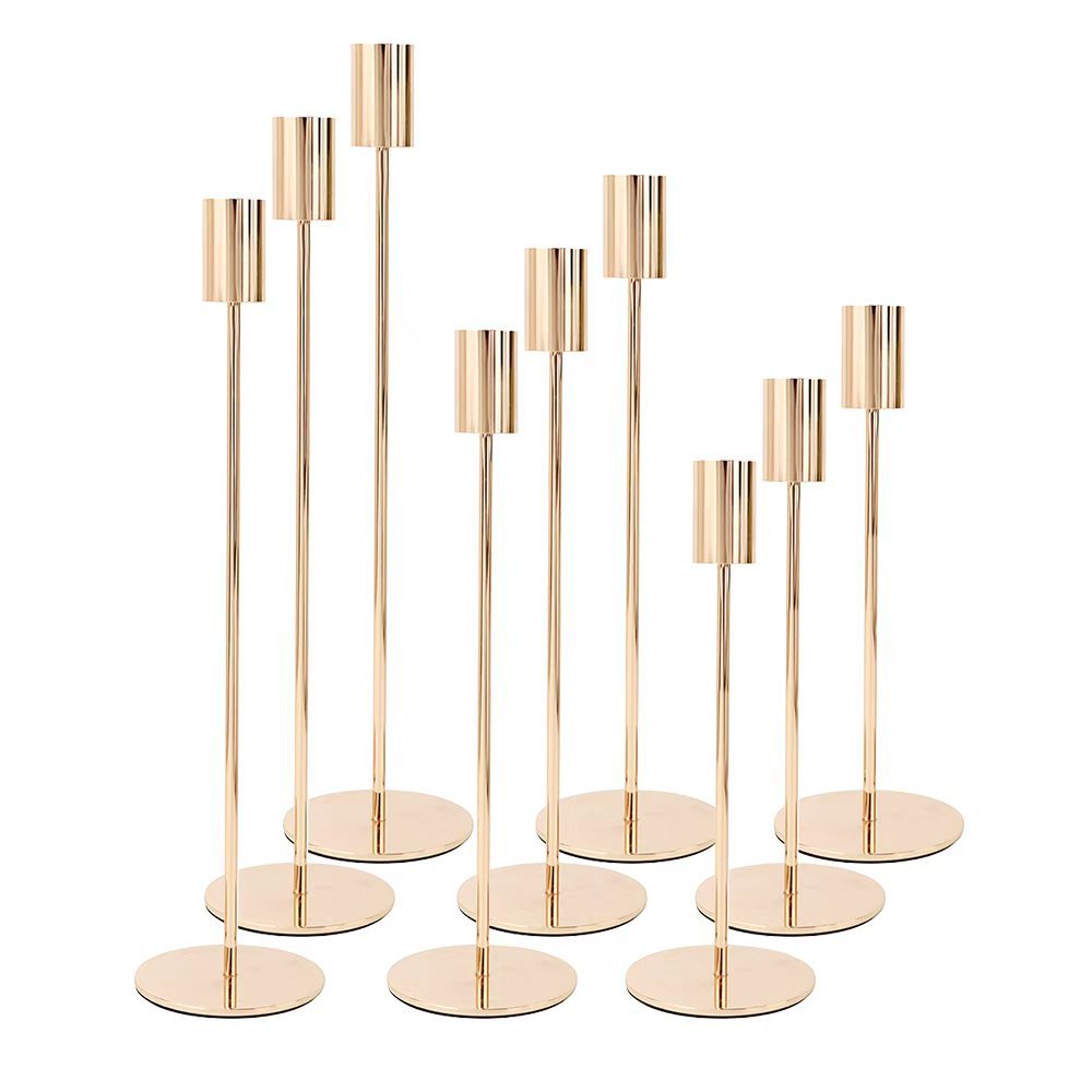 Ventas calientes de candelabros de cilindro recto Amazon candelabros de hierro forjado candelabros de oro europeo simple candelabros de seis piezas calientes image 15