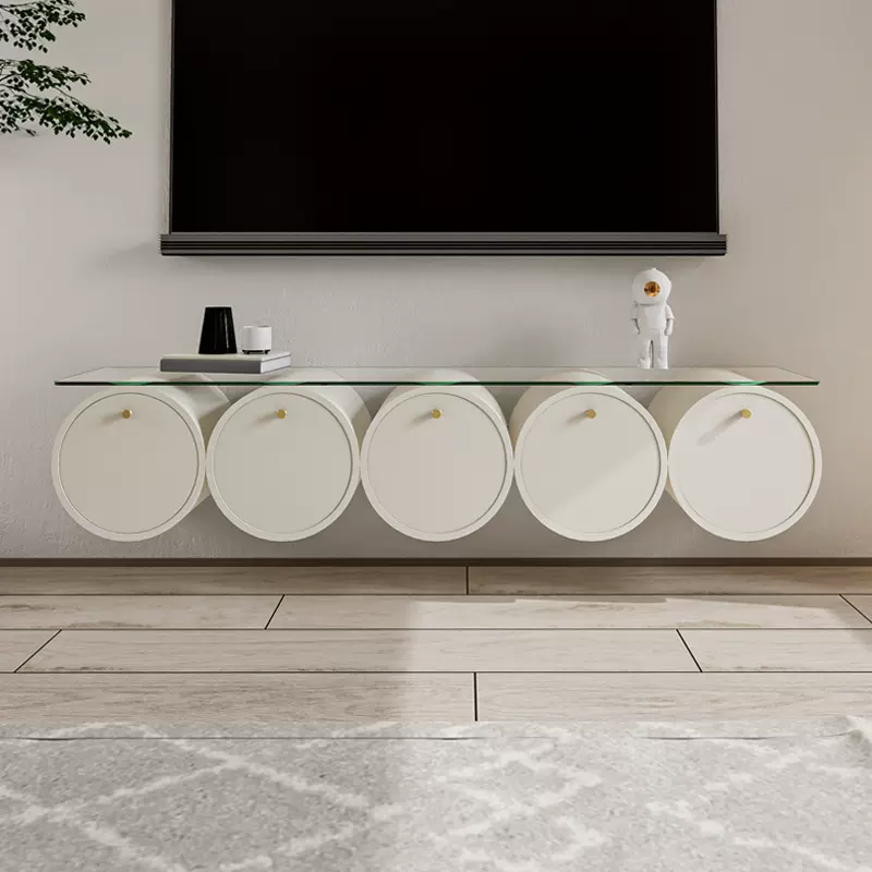 环环相扣落地电视柜客厅家用实木悬空收纳储物柜2026新款高级感