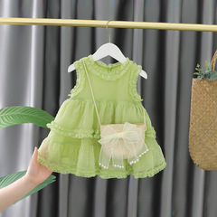 小女孩夏季時尚可愛連衣裙嬰兒2023新款洋氣周歲禮服女童裙子代發