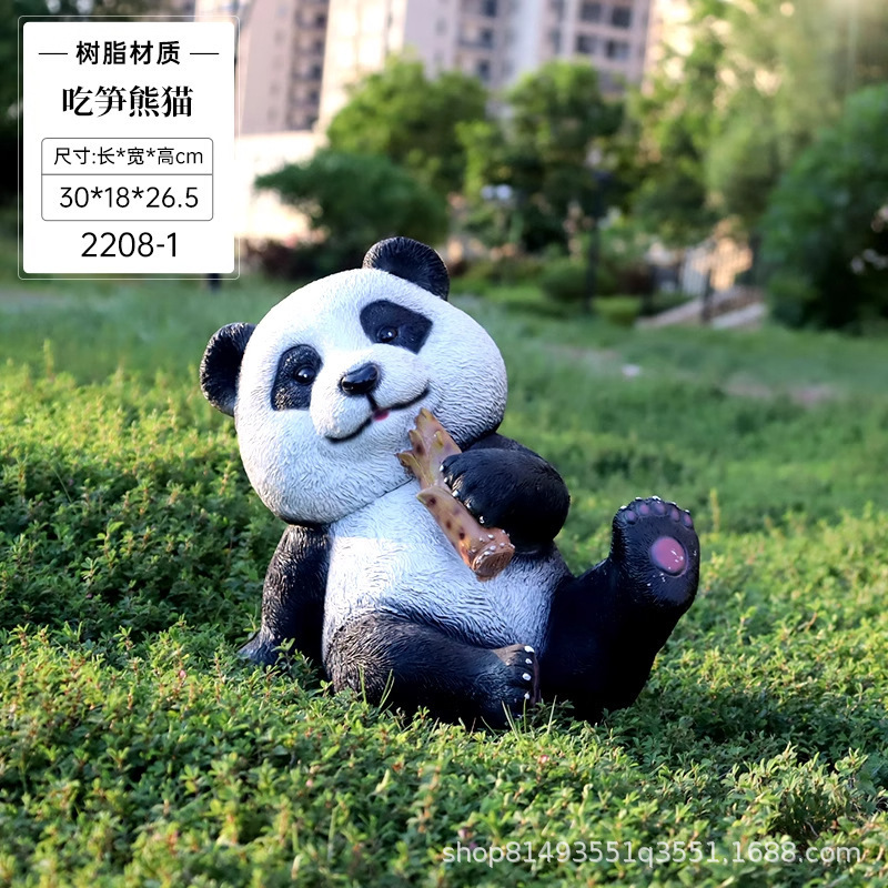 屋外模擬動物パンダ芝生幼稚園営業部小さな景勝地装飾中庭グラスファイバー彫刻装飾品|undefined