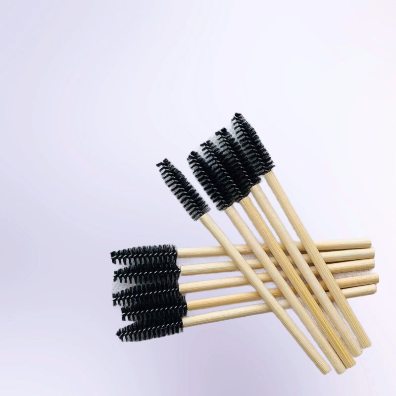Fábrica al por mayor desechable cepillo de pestañas mango de bambú peine de pestañas barra de bambú sólido rollo de pestañas sólido espiral cepillo de cejas